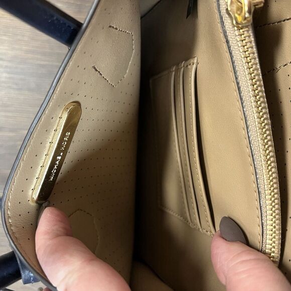 Michael Kors Mercer Perforated Leather Crossbody Bag-Navy - Picture 9 of 9